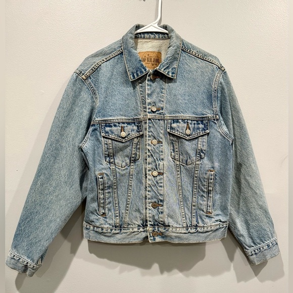 Vintage GAP Blue Jeans Denim Raw Jacket Classic Y2K Trucker 90s Style/men size S - Picture 1 of 13